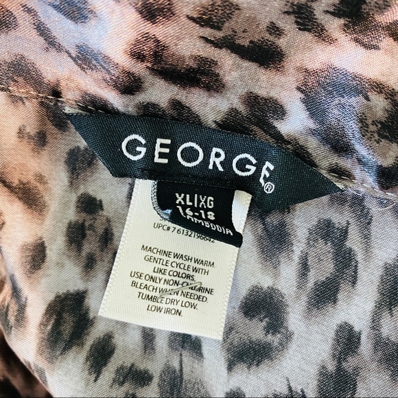 Gray & Black Leopard Print Satin Pajamas Top Size XL - Picture 6 of 8